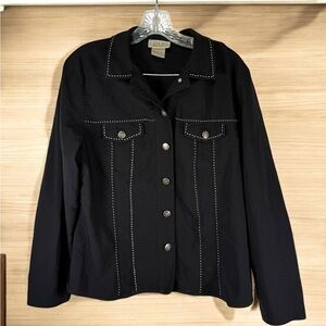 Barbara Lesser Black Jacket Size L  Womens Coat Blazer size Large vintage